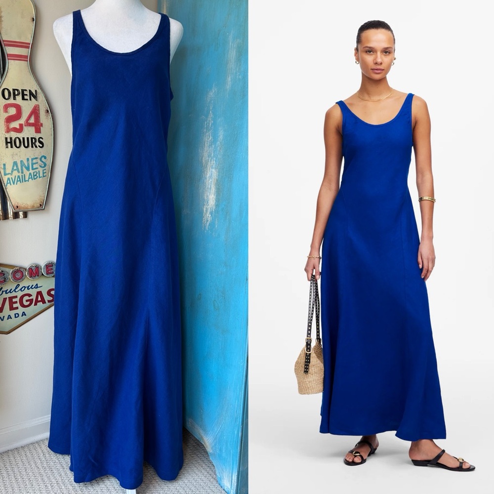 Madewell Blue Linen Sleeveless Dress